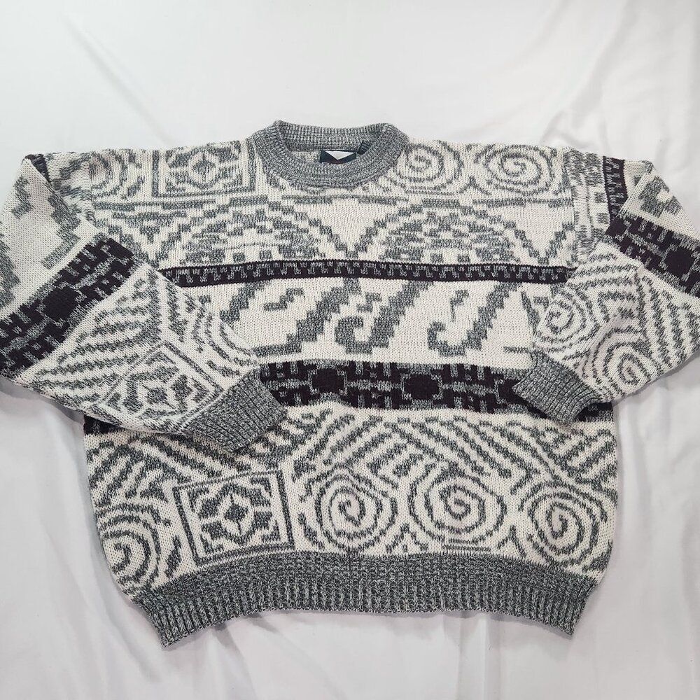 Vintage Harbor Bay Classic Geometric Crewneck Sweater Men's 1X.  lot E